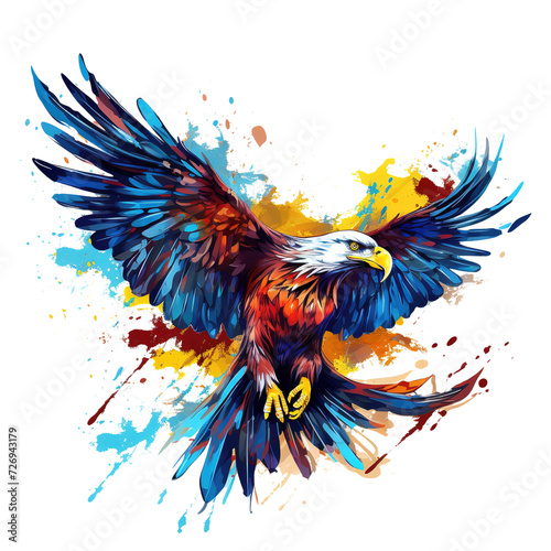 Flying eagle painting on a clean background. Png for Sublimation Printing, Bird, Wild Animals, Illustration, Generative AI.