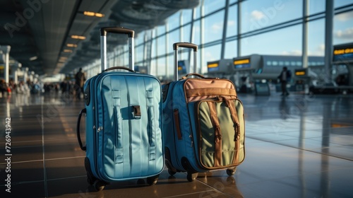 Two Suitcases Next to Each Other in an Airport photo