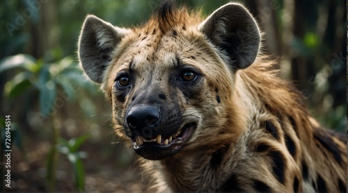 Closeup of a hyena on the jungle from Generative AI