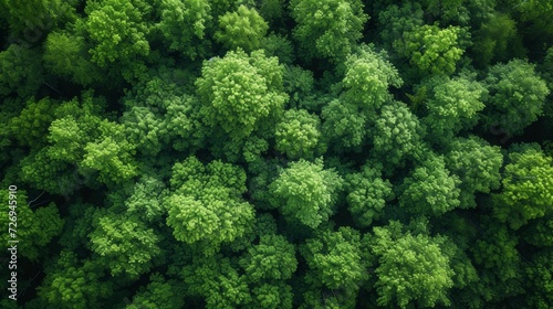 Aerial view of green forest. Top view of green trees. - Generative AI