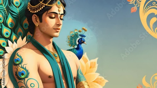 portrait of  lord Krishna. AI Generated photo