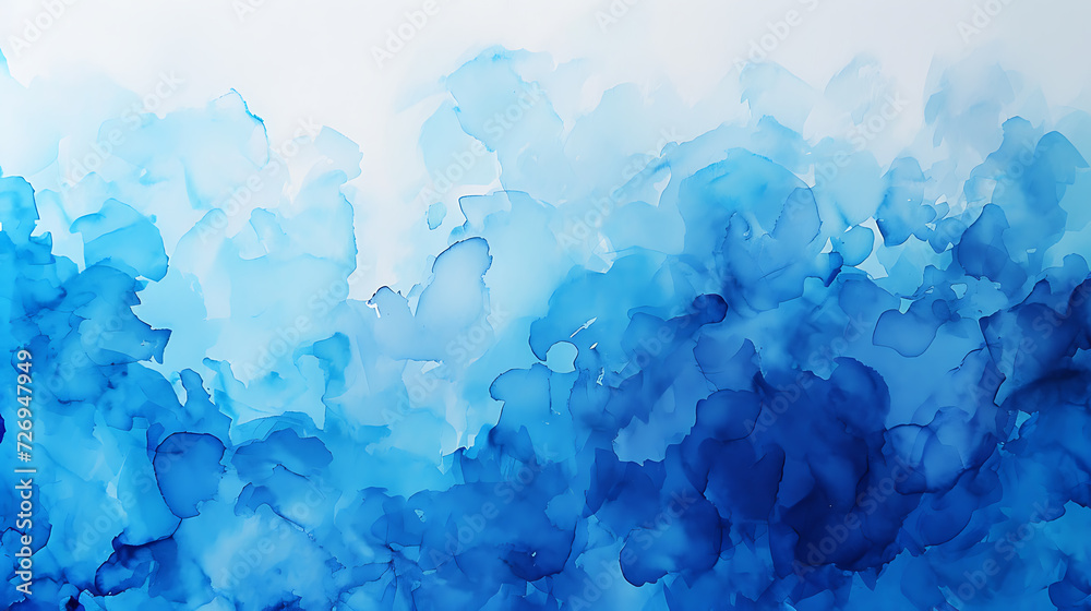 Fototapeta premium Abstract blue-colored watercolor effect isolated on a white-colored background. Created with Generative AI.