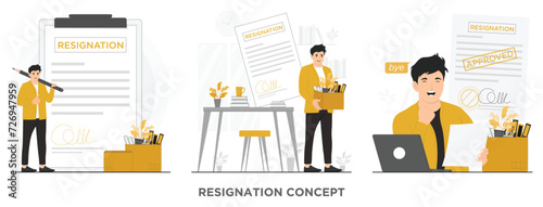 Flat vector resignation concept illustration