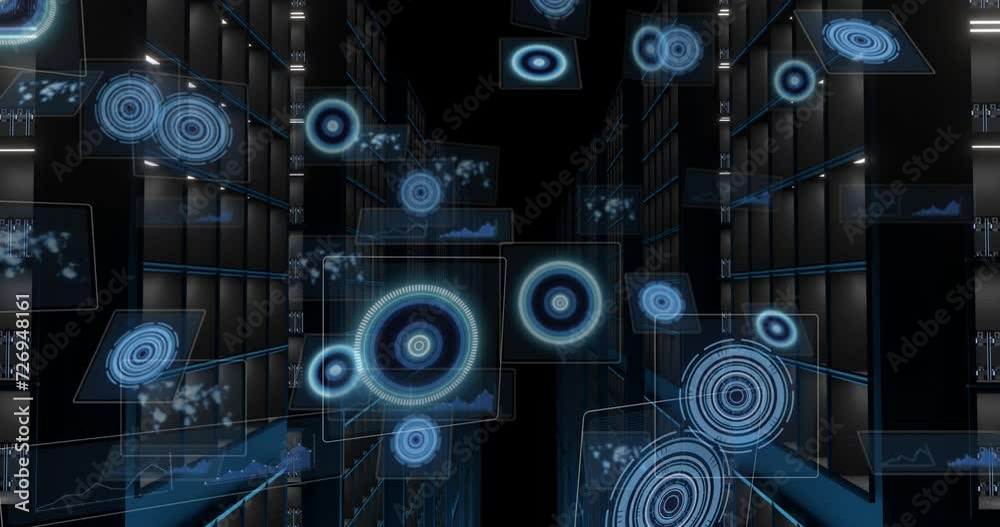 Animation of data processing over computer servers Animation of data processing over computer servers