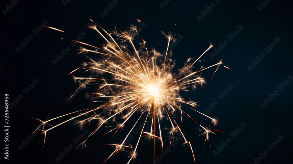 Fireworks on black background. New Year and Christmas holiday concept