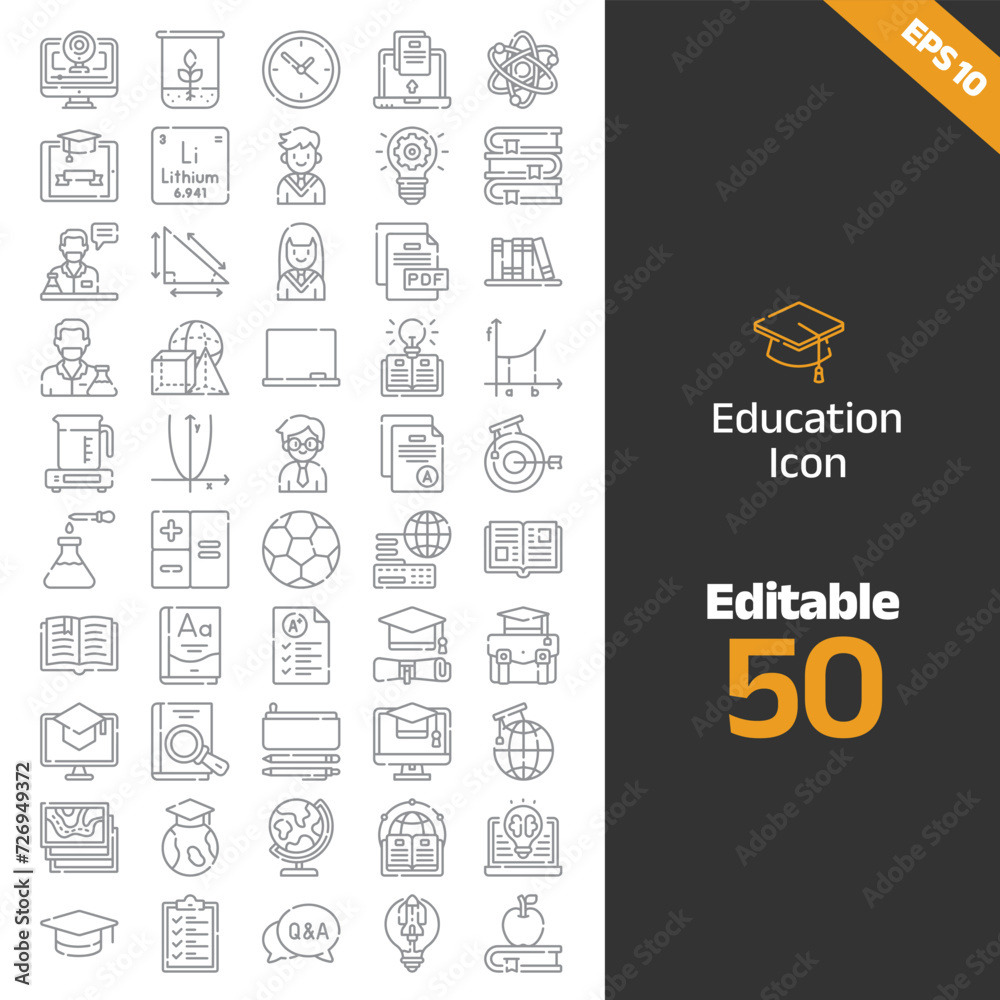 Education and learning vector icon collection