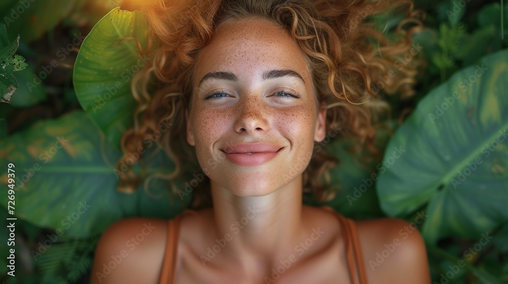 Portrait of a beautiful young woman with freckles on her face. - Generative AI Portrait of a beautiful young woman with freckles on her face. - Generative AI