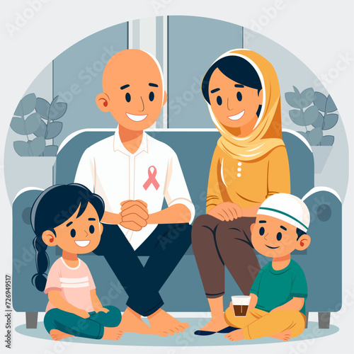 Indian family supporting a cancer survivor