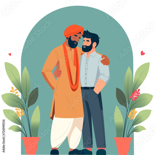 Indian Gay couple in love hugging