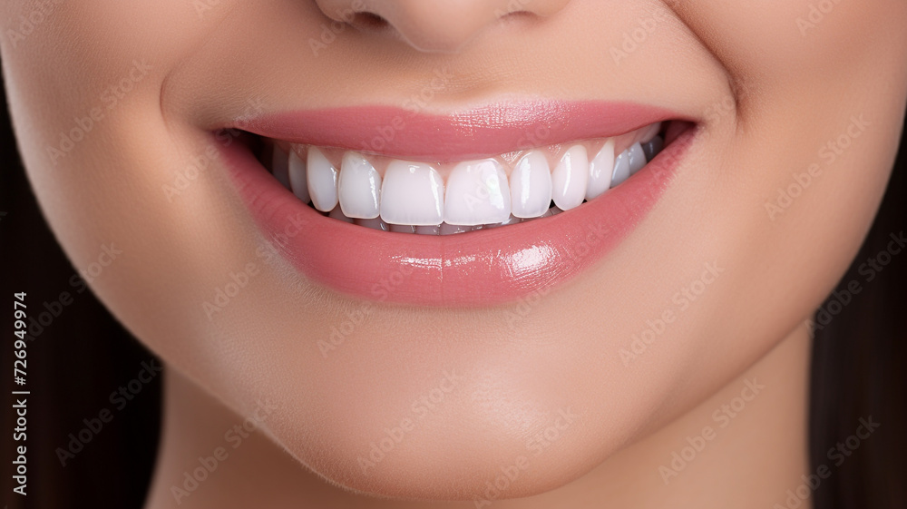 Fototapeta premium woman smiling with clean teeth. used for a dental ad. isolated on white background