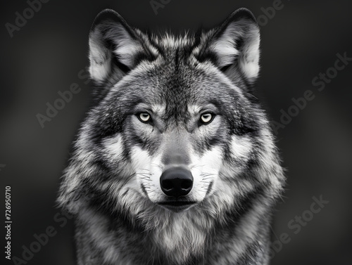 a black and white photo of a wolf © Davy