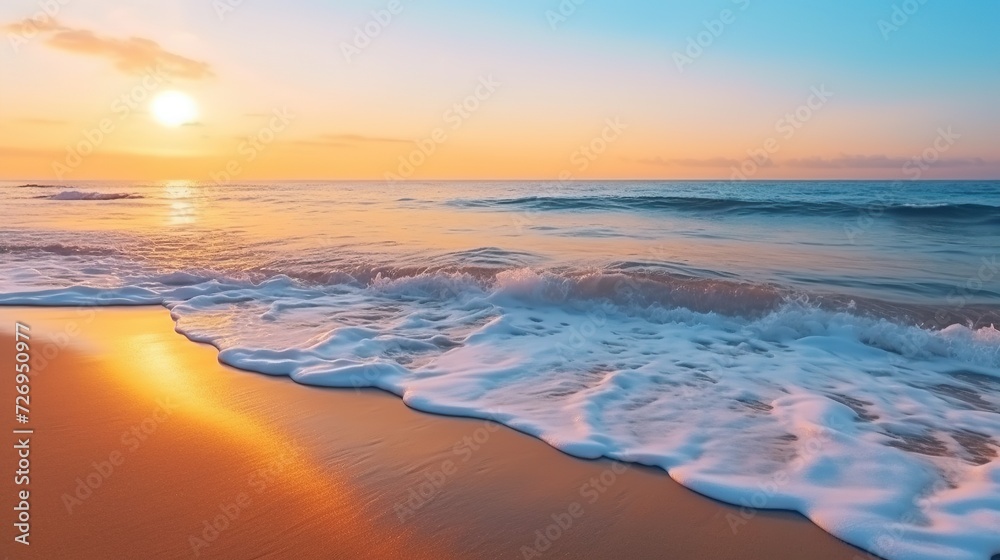 Beach view in the afternoon. Sunset over the sea, a very beautiful natural panorama of sunset over the sea