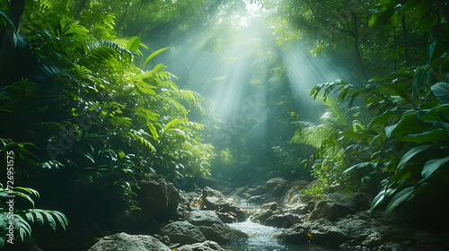 Southeast Asian rainforest with deep jungle  generative ai