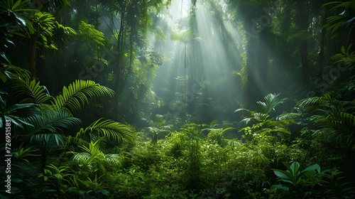 Southeast Asian rainforest with deep jungle, generative ai