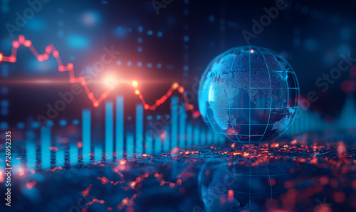 Global economic trend analysis Business growth and asset investment chart business and Finance Up. AI generated illustration