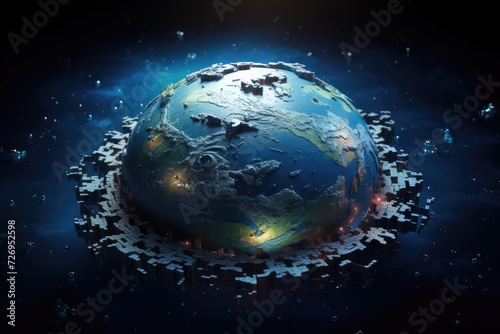 A planet made up of puzzles in outer space.