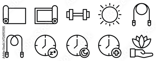 Healthy Lifestyle icon line style set collection