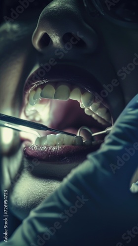 Close up of a dentist holding a tooth