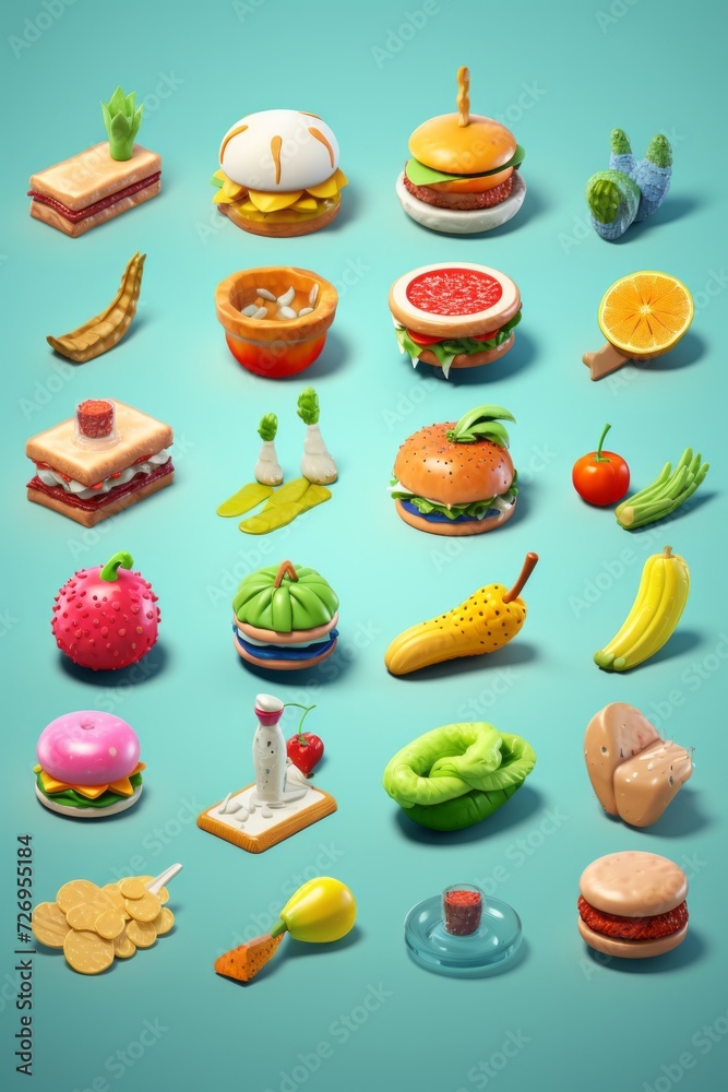 Assorted Food Spread on Blue Surface Assorted Food Spread on Blue Surface