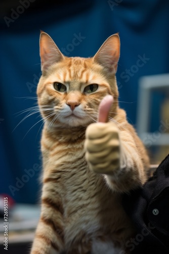 An Orange Cat Giving a Thumbs Up Sign
