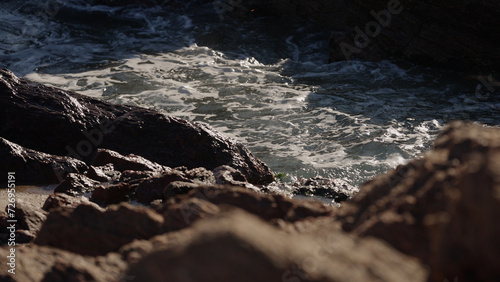 Slow motion of rocks in the sea near Cannes photo