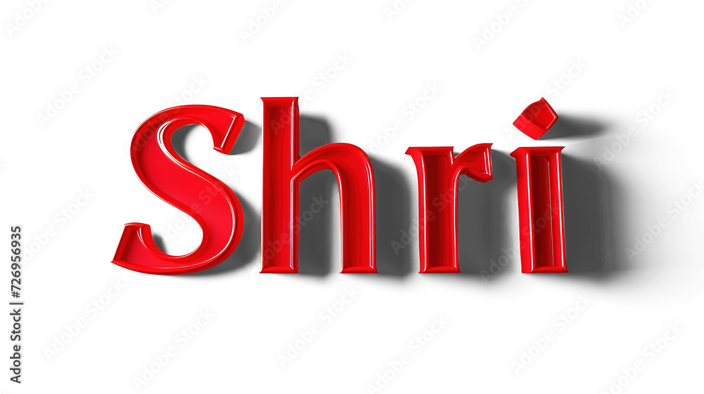 3d letter Shri in red color on white background