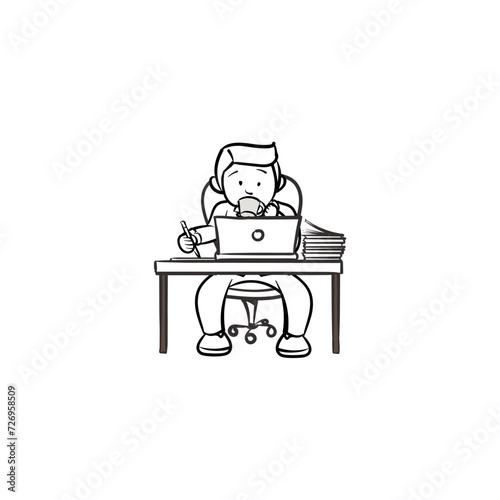 coloring poses of black and white office people office