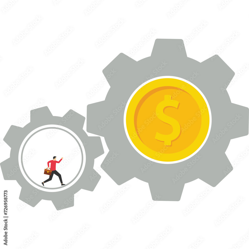 Boss earns profits from hard working employees, Vector illustration in flat style
Boss earns profits from hard working employees, Vector illustration in flat style