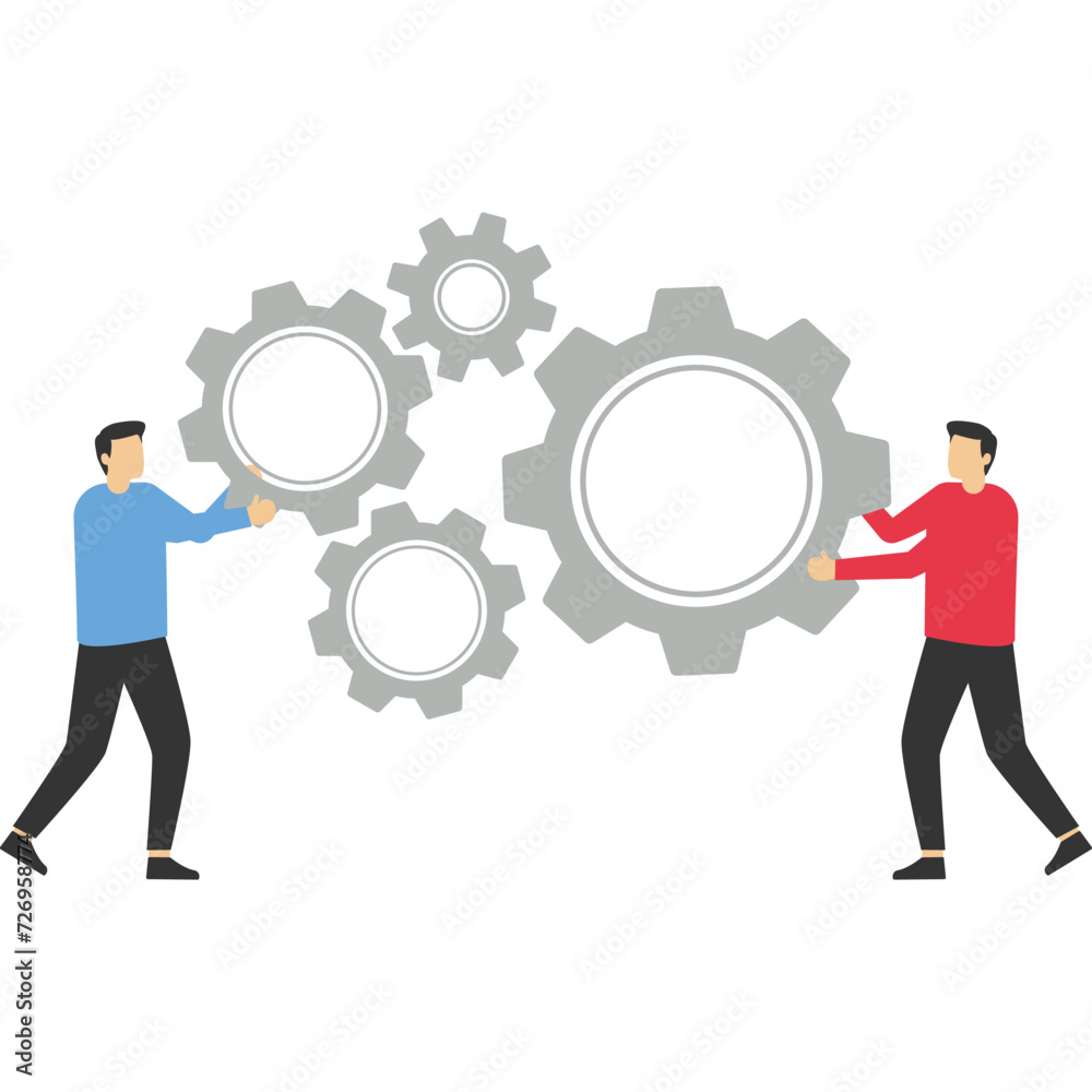 Engineering helps to assemble the cog in work, Vector illustration in flat style
Engineering helps to assemble the cog in work, Vector illustration in flat style