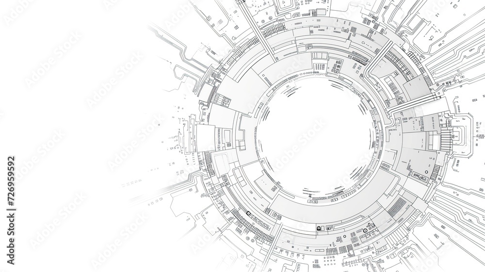 abstract futuristic electronic circuit technology on white background. generative ai abstract futuristic electronic circuit technology on white background. generative ai