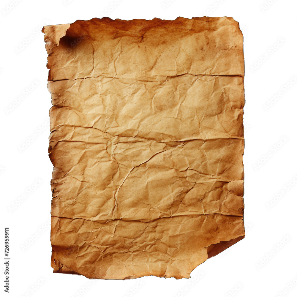 A Sheet of Parchment Paper.. Isolated on a Transparent Background. Cutout PNG.