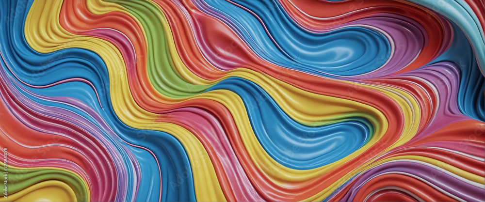 Wavy colorful surface, 3d render, art topicd, web banner, wall paper, art background