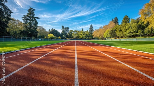 Pristine Running Track. Smooth Surface Ready for Runners © sirisakboakaew