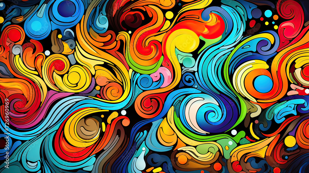 Dynamic colorful pattern abstract background, combining the vibrancy of colors with abstract forms and intricate patterns, visually captivating and aesthetically pleasing compositions Ai Generative