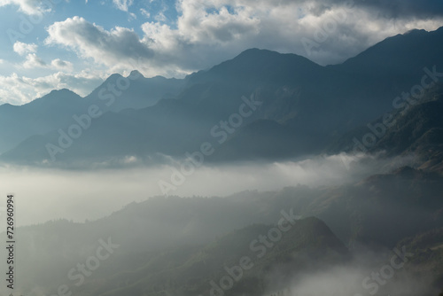 Fog over Fansipan Mountain in Sa Pa, Vietnam