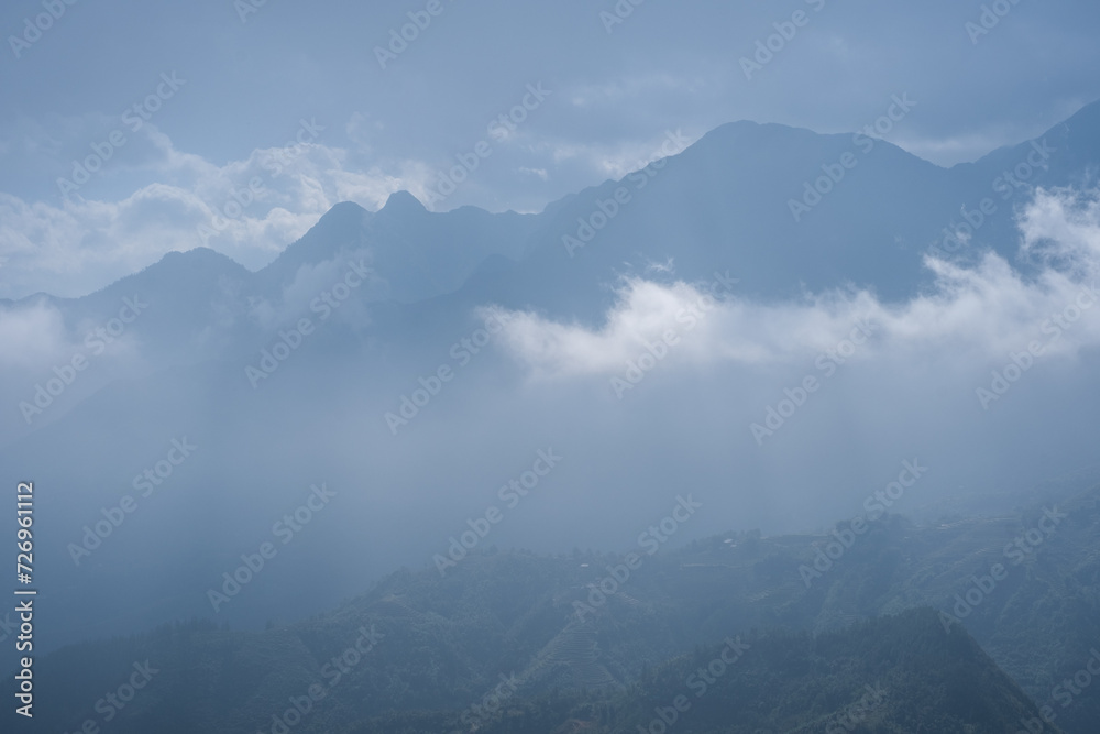 Fog over Fansipan Mountain in Sa Pa, Vietnam