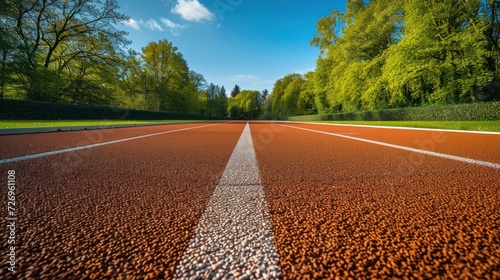 Pristine Running Track. Smooth Surface Ready for Runners photo