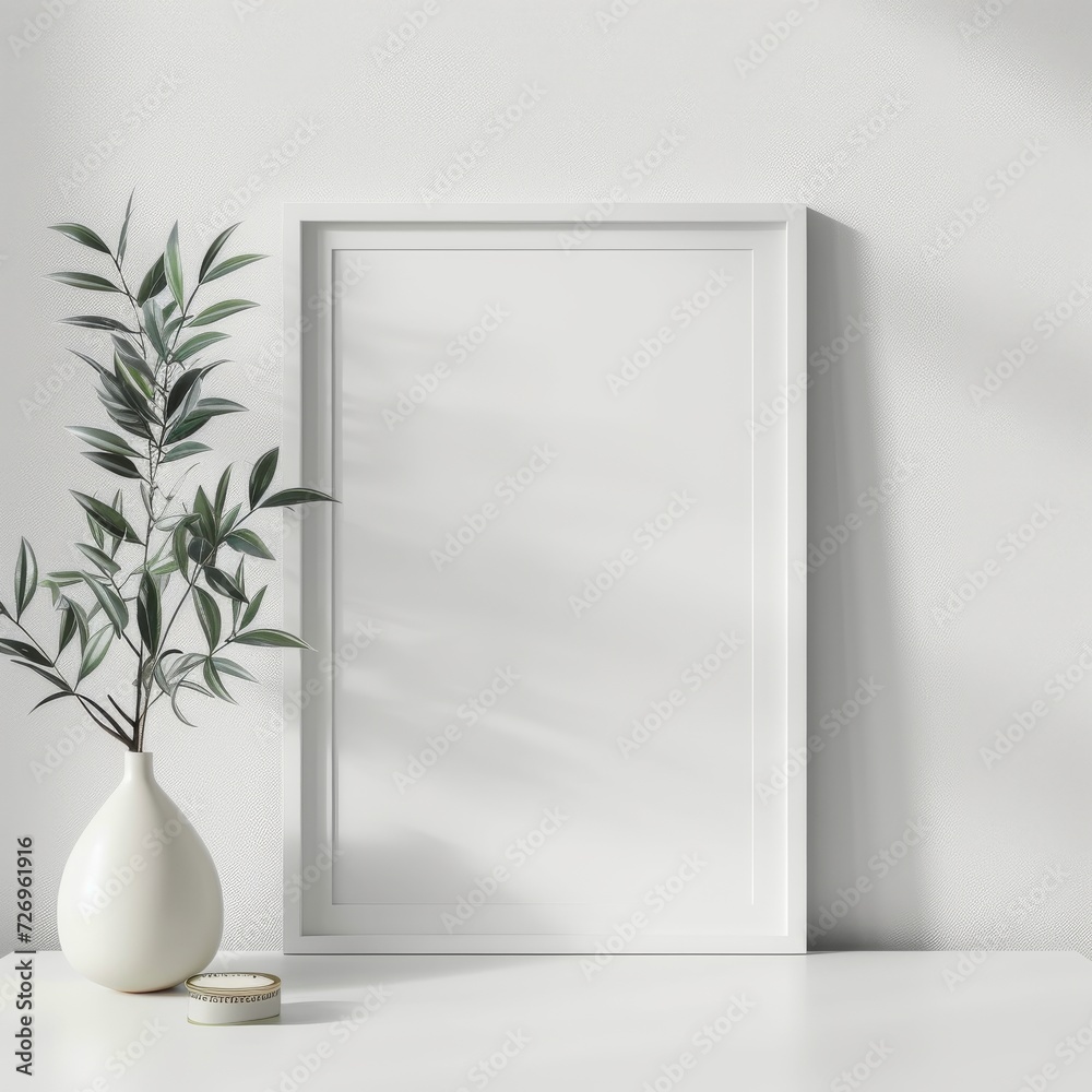 white wooden picture frame mockup in a modern living room white wooden picture frame mockup in a modern living room