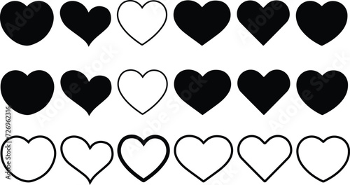 Red heart icons set vector , Love, Logo, Variations,Heart, love, romance or valentine's day ,red vector icon,Set of hearts icon, heart drawn hand,stock vector,hearts,valentine heart,Heart Shape Blac