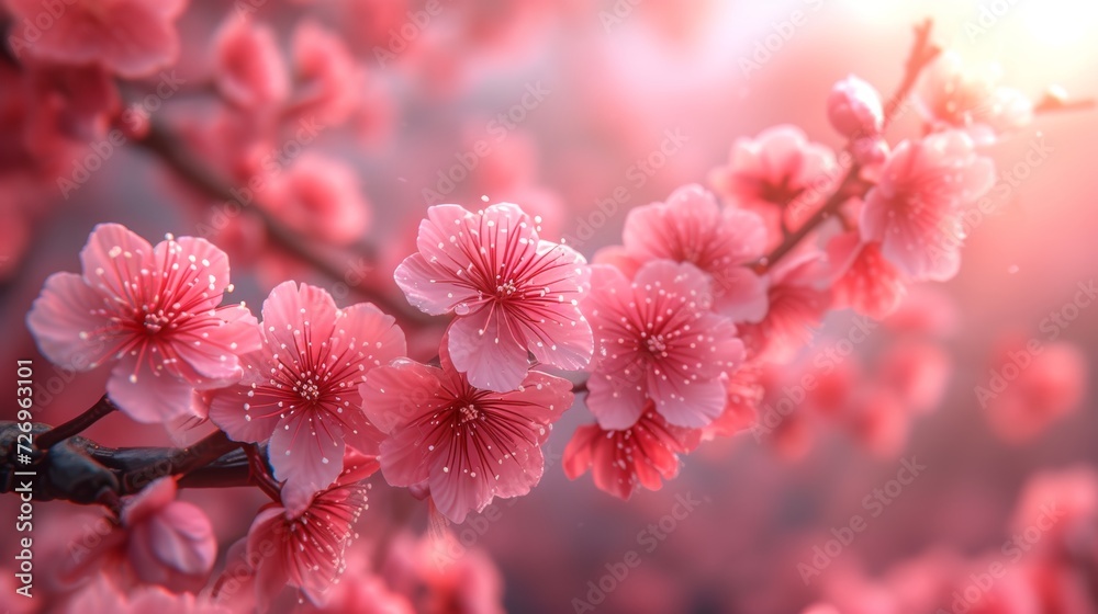 Beautiful cherry blossom sakura flower blooming in spring season - Generative AI