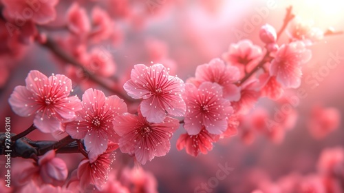 Beautiful cherry blossom sakura flower blooming in spring season - Generative AI