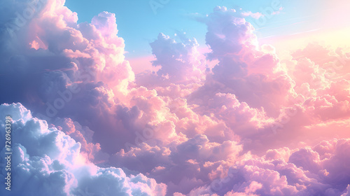 Fluffy clouds background, generative ai