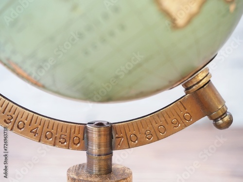 Close up of sphere terrestial globe map photo