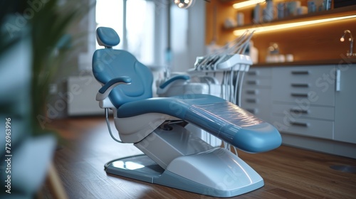 Dental chair in modern dental office. 3d render illustration. - Generative AI