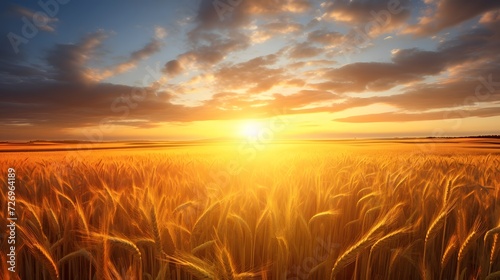 A stunning sunrise over a field of wheats, symbolizing the new beginnings and blessings