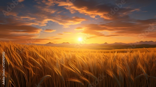 A stunning sunrise over a field of wheats, symbolizing the new beginnings and blessings © Ziyan