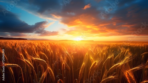 A stunning sunrise over a field of wheats  symbolizing the new beginnings and blessings