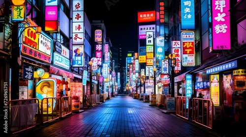 Japanese colourful Neon sign Tokyo city Shinjuku street Entertainment nightlife 