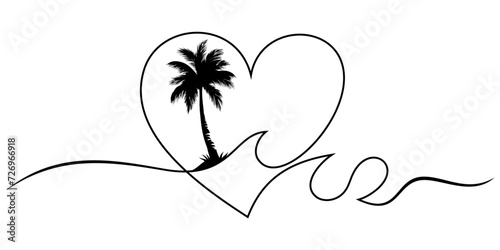 silhouette of apalm tree with a heart