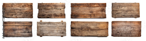 Set of old wood plank isolated white.